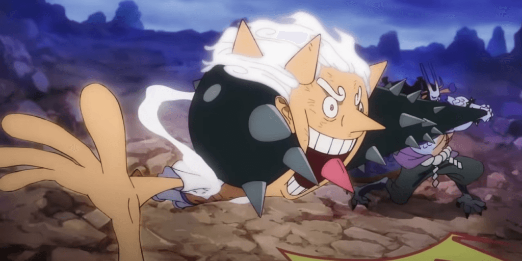 Luffy Gear 5 bending ground with awakened rubber powers