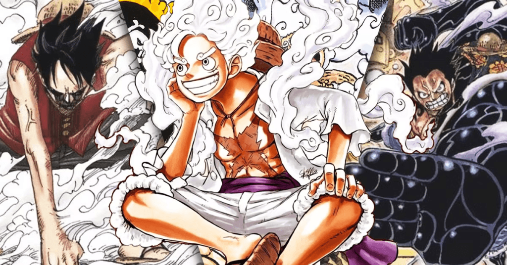 Luffy Gear 1 to Gear 5 transformation timeline in One Piece