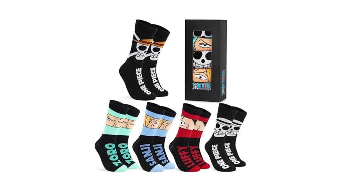 One Piece 5-Pack Crew Socks for Men - 12 Best Monkey D. Luffy Gifts for Die-Hard One Piece Fans